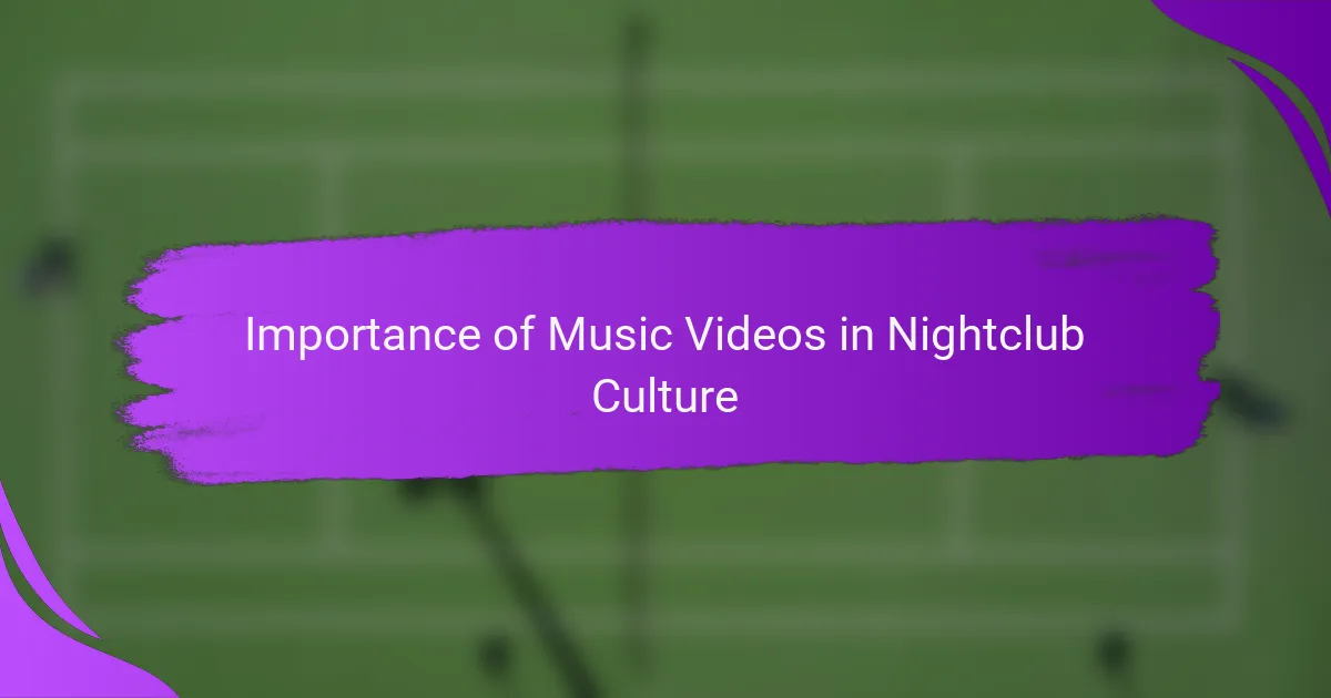 Importance of Music Videos in Nightclub Culture