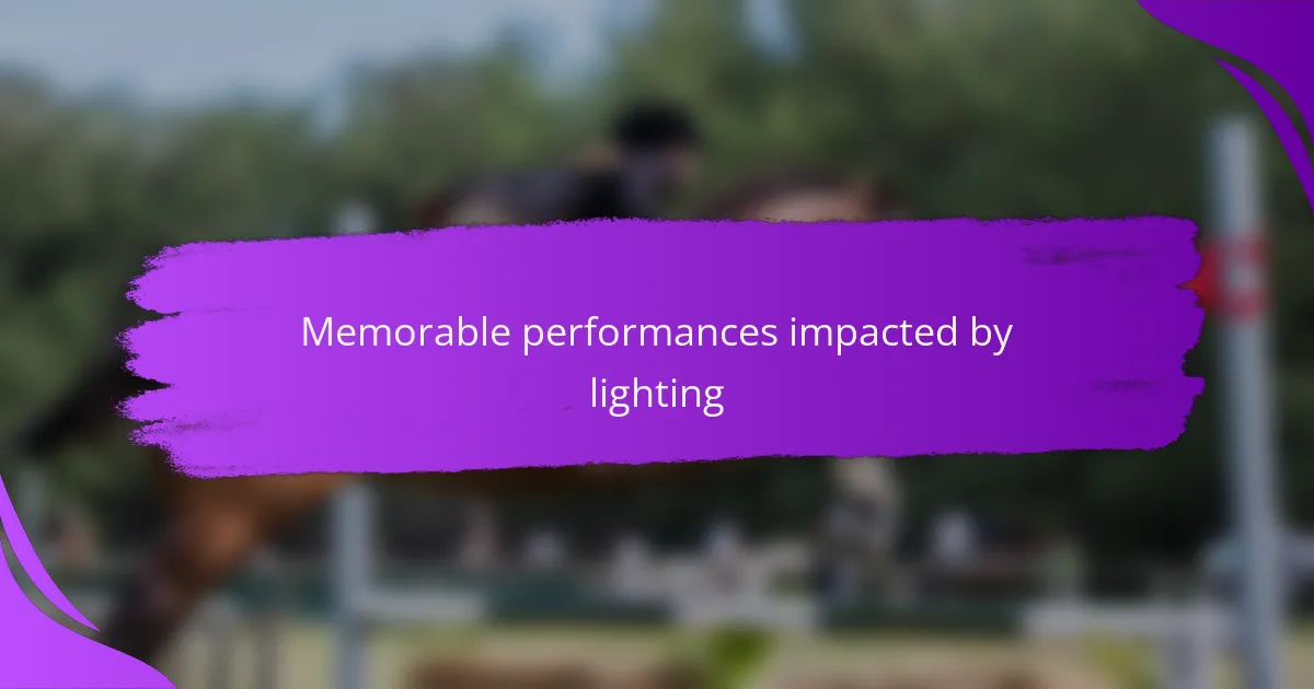 Memorable performances impacted by lighting