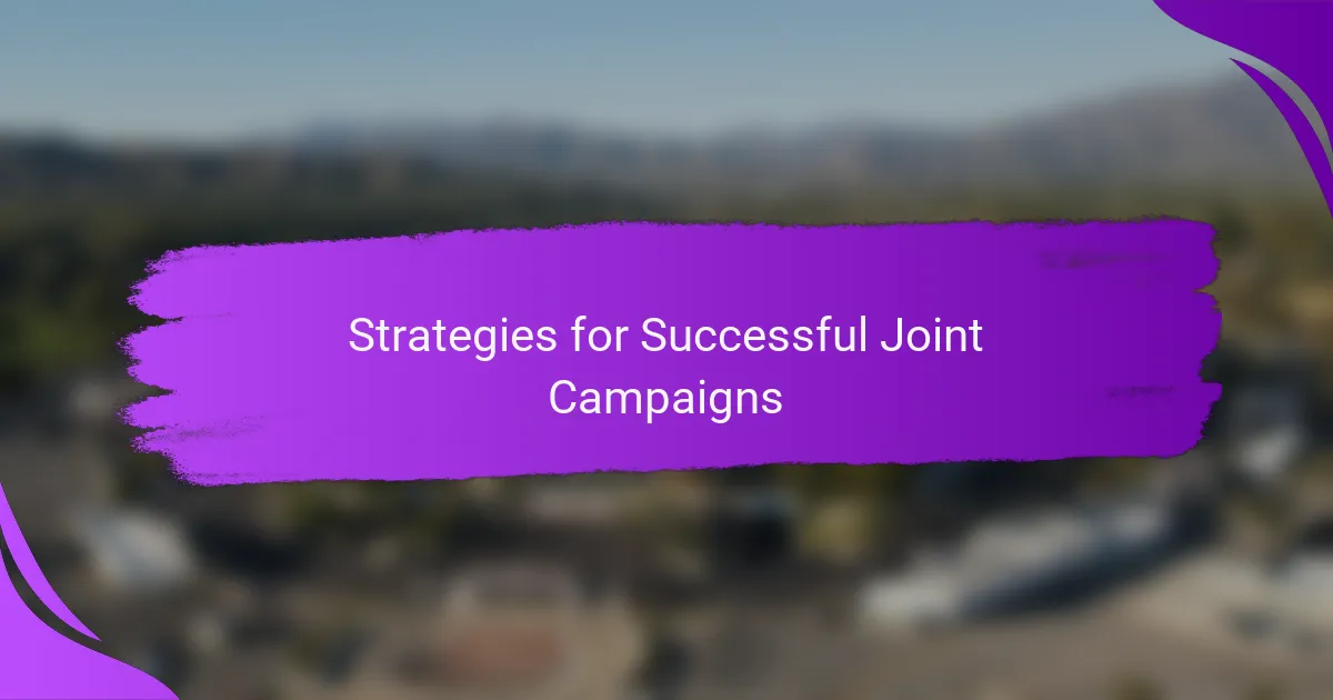 Strategies for Successful Joint Campaigns